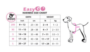 DOGO Easy Go Harness Size Chart